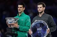 Novak Djokovic (L) and Dominic Thiem at Australian Open 2020